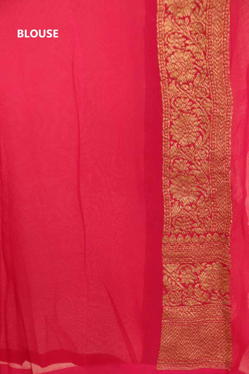 Double Contrast Classic Handloom Banarasi Georgette Silk Saree AJ202702